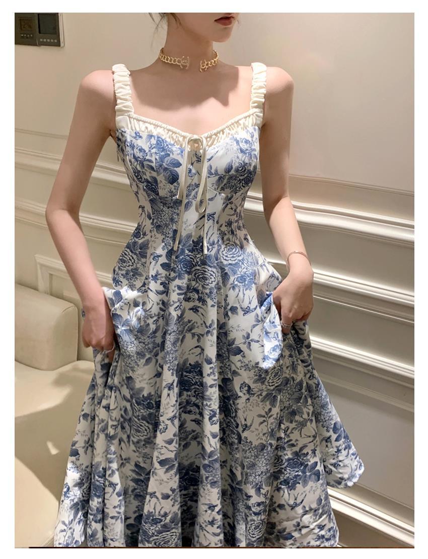 Stylevoa Fashion Retro Women Floral Strap Dress