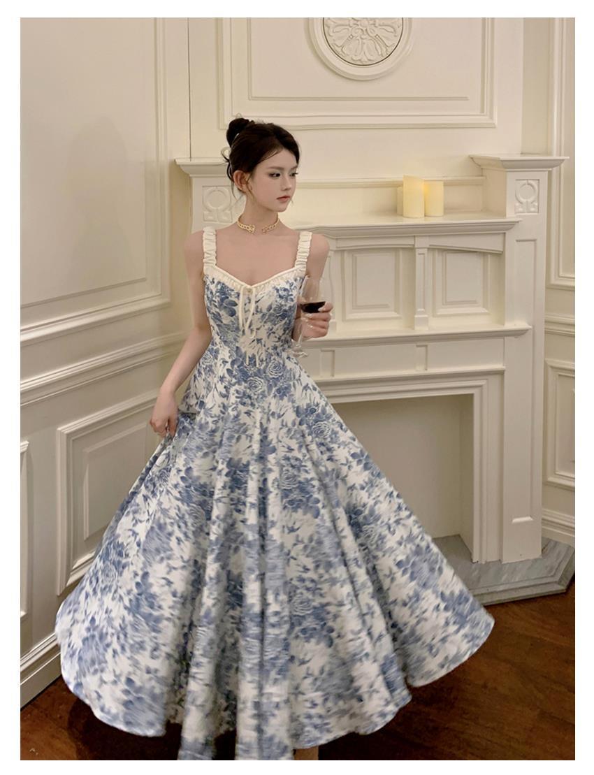 Stylevoa Fashion Retro Women Floral Strap Dress